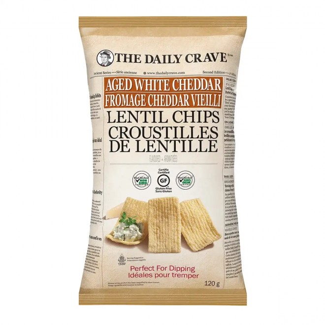 The Daily Crave Lentil Chips Aged White Cheddar 120g